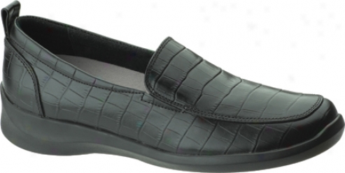 Aetrex Rosalynn Textured Leather Slip-on (women's) - Black Snakeskin Printed Leather