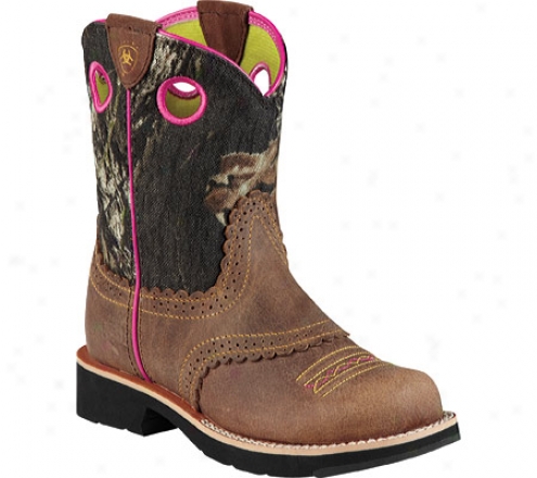 Ariat Fatbaby Cowgirl (girls') - Roughed Brown/mossy Oak Full Grain Leather/suede