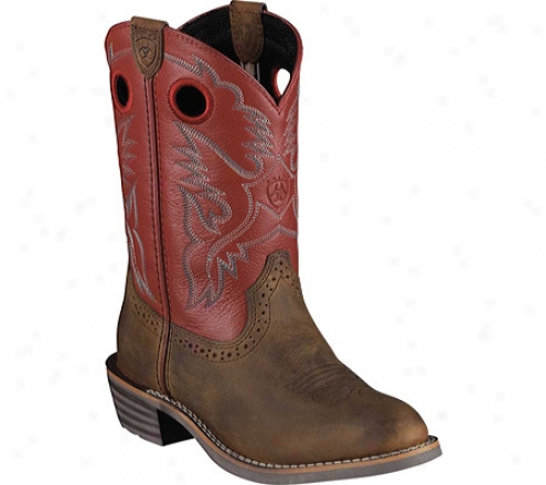 Ariat Heritage Roughstock (children's) - Distressed Brown/red Full Grain Leather