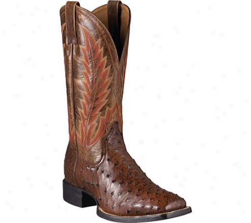 Ariat Quantum Brander Full-quill Ostrich (men's) - Antique Tabac Ostrich/dress Brown Leather