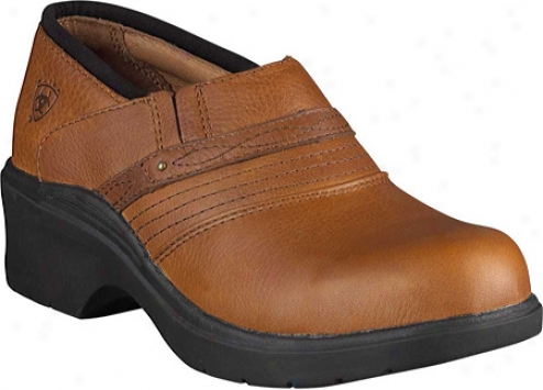 Ariat Safety Clog (women's) - Golden Brown Full Grain Leather