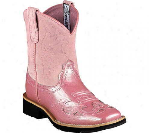 Ariat Showbaby Square Toe Wing Tip (children's) - Pink Full Grain Leather