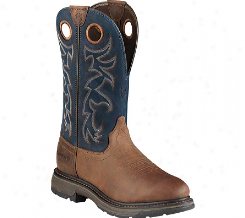 Ariat Workhog Pull-on Tall Composite (men's) - Alamo Brown/blue Full Grain Leather