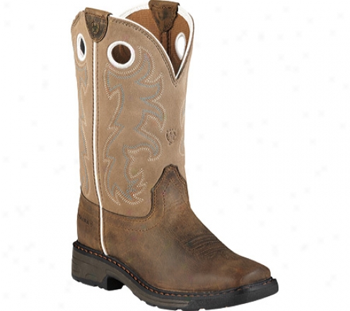 Ariat Workhog Wide Square Toe Tall (children's) - Distressed Full Grain Leather