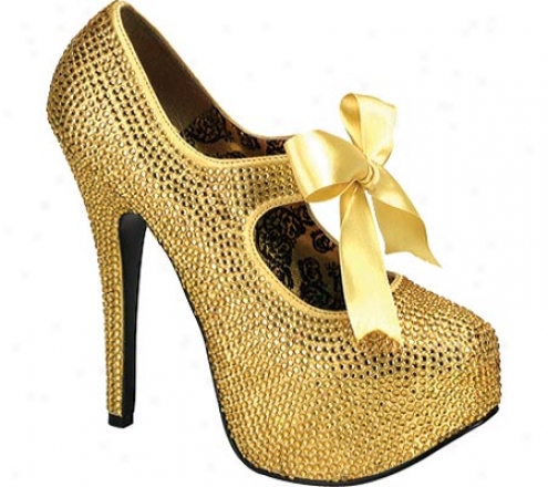 Bordello Teeze 04r (women's) - Gold Rhinestones