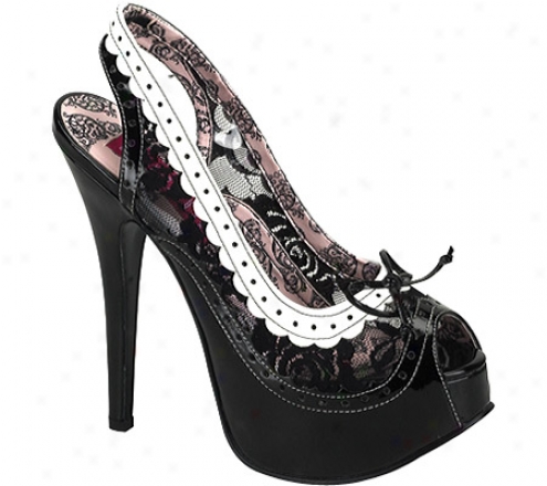 Bordello Teeze 17 (women's) - Black/white Patent