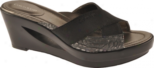 Calvin Klein Regina (women's) - Black/gunmetal Elastic/metallic Embossed