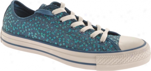 Converse Throw Taylor All Star Specialty Ox Sequin (women's) - Blue Steel