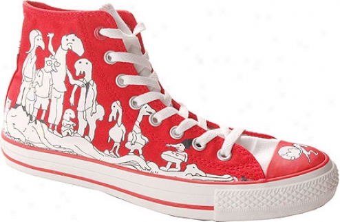 Converse (product) Red Chuck Taylor 100 Peepz Hi - Red/white