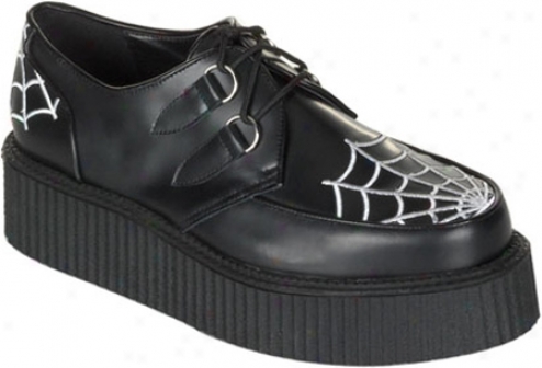 Demonia Creeper 426 (men's) - Black Leather/whute Embroidered Web