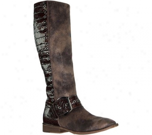 Donald J Pliner Gale-odcg (women's) - Taupe/brrown Distressed Suede Elastic/carib Gator