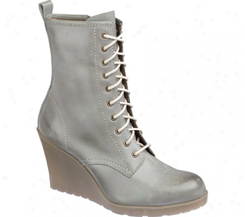 Dr. Martens Maccie 10-eye Zip Boot (women's) - Grey Burnished Servo Lux