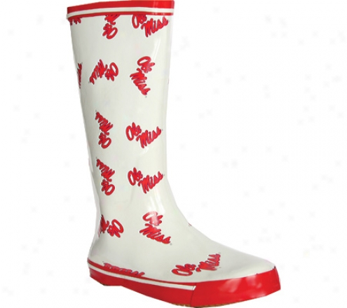 Fanshoes University Of Miasissippi Rubber Boot (women's) - White