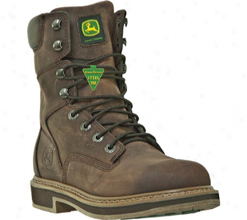 "john Deere Boots 8"" Unlinsd Lacer Steel Toe 8304 (men's) - Gaucho Crazy Horse Full Grain Leather"