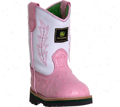 John Deeere Boots Leather Wellington 1171 (infant Girls') - Pink Ostrich Print/white