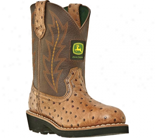 John Deere Boots Ostrich Print 2175 (boys') - Tan/br0wn Leather