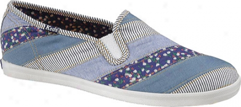 Keds Champion Patchwork Slip On (women's) - Blue Patchwork