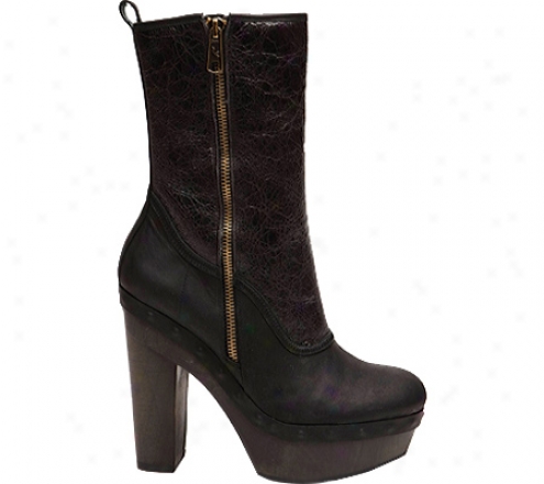 Kolaburra Pilar (women's) - Black Distressed Italian Leather/suede