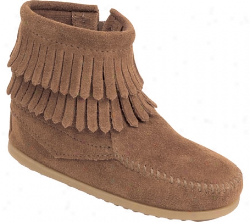 Minnetonka Side Zip Double Fringe (infants') - Taupe Suedw