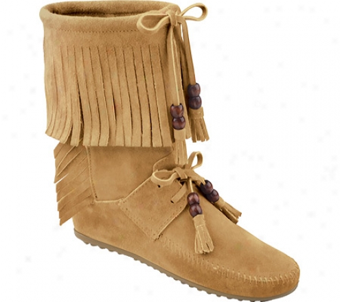 Minnetonka Woodstock Fringe Boot (women's) - Tan Suede