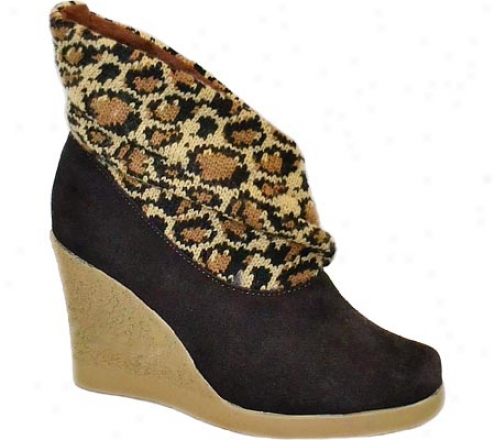 Muk Luks Leopard Knit Leather Wedye (women's) - Java