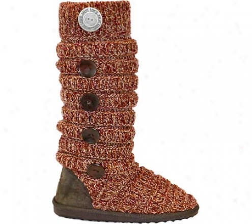 Muk Luks Marled Texture Stripe Boot (women's) - Crimson