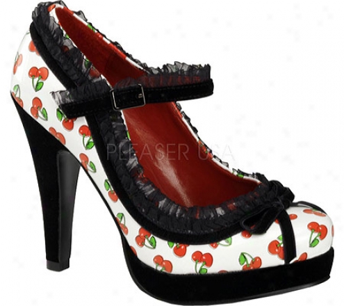 Pin Up Bettie 16 (women's) - White Cherry Patent Leather