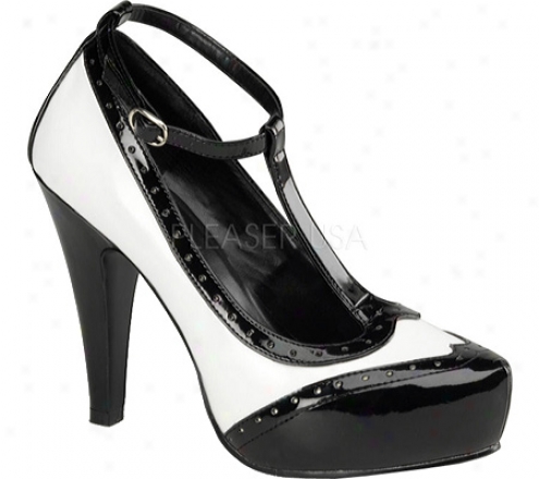 Pin Up Bettie 22 (women's) - Blak/white Patent Leather