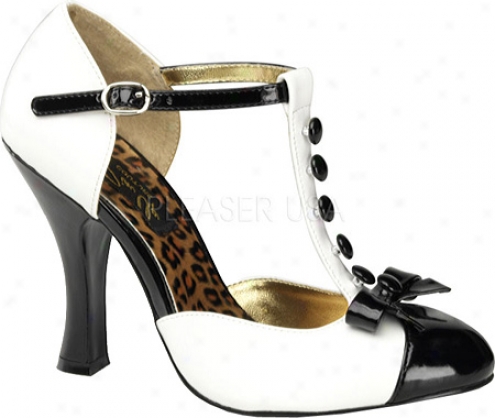 Pin U; Smitten 10 (women's) - White/black Patent Leather