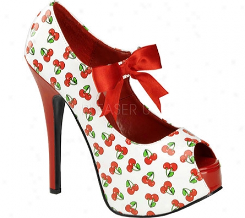 Pin Up Teeze 25-3 (women's) - White/red Cherry Patent Leather