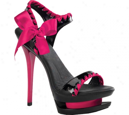 Pleaser Blondie 615 (women's) - Black Patent/fuchsia