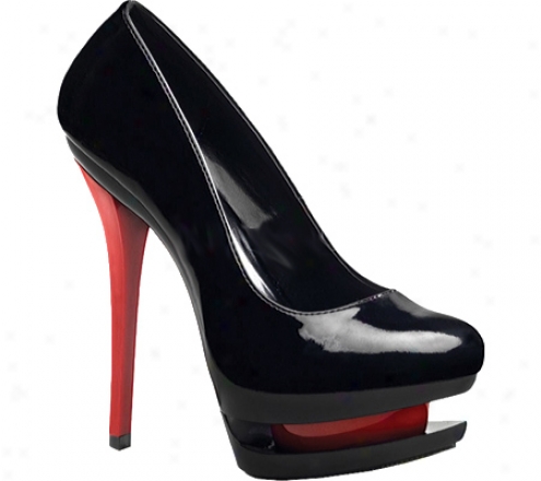 Pleaser Blondie 685 (women's) - Black Patent/black/red