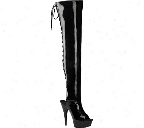 Pleaser Delight 3017 (women's) - Black Stretch Patent/black