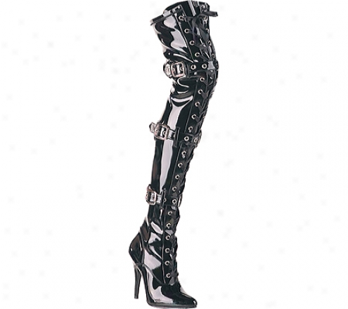 Pleaser Sedyce 3028 (women's) - Black Stretch Patent