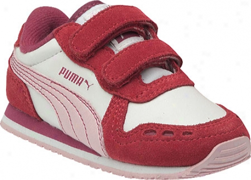 Puma Cabana Racer Sl V (children's) - White/raspberry/pink Lady/festival Fuchsia