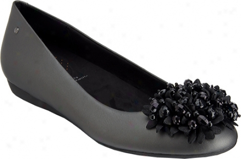 Rockport Faye Petals Ballet (women's) - Black Satin M3tal Leather