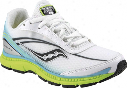 Saucony Kinvara 2 (girls') - White/blue/citron Mesh/synthetic