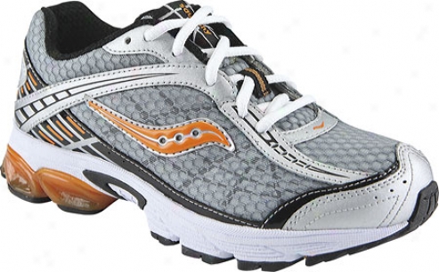 Saucony Raider (boys') - Silver/black/orange Leather/mesh