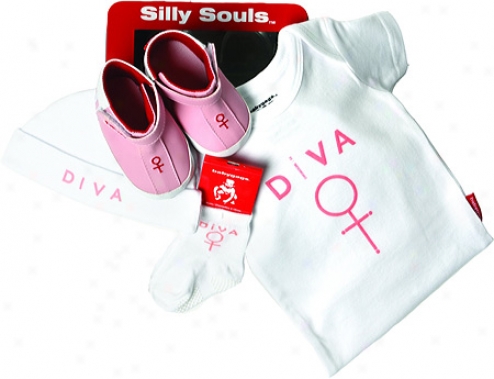 Silly Souls Diva 4-piece Gift Immovable (nfant Girls') - White/pink