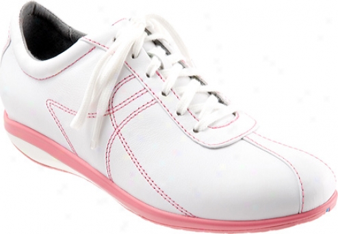 Softwalk Health Glide (women's) - White Sleek Leather/pink Stitch