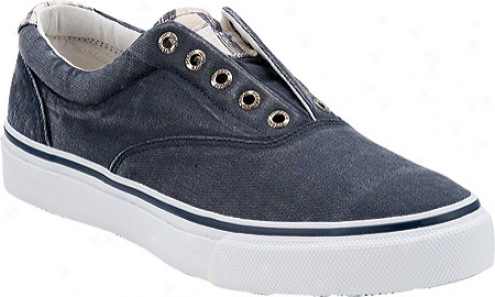 Sperry T0p-sider Striper Laceless (men's) - Navy/khaki Plaid