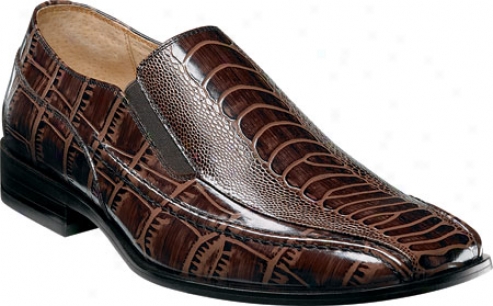 Stacy Adams Teague 24599 (men's) - Brown Ostrich Leg/croc0dile Print Leather