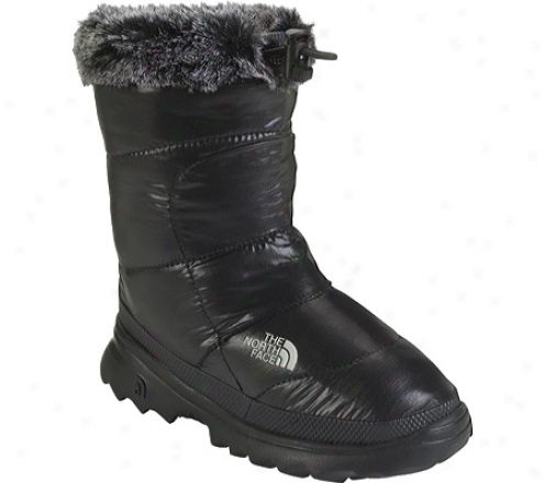 The North Face Nuptse Bootie Ii Fur (girls') - Shiny Black/black