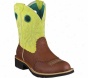 Ariat Fatbaby Cowgirl (women's) - Roughed Cognac/fresh Lime Full Grain Leather/suede