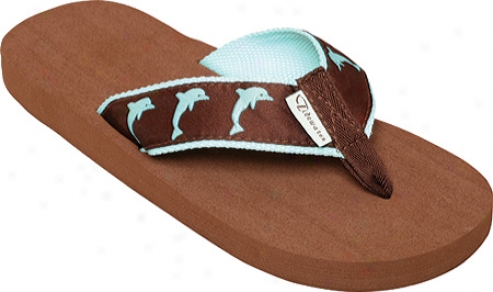 Tidewater Sandals Dolphins (women's) - Chocolaate/turquoise