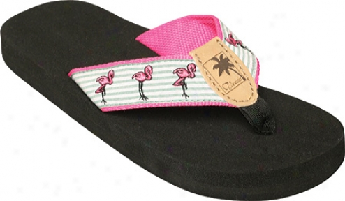 Tidewater Sandals Flamingo Seersucker (women's) - Blue/white/pink