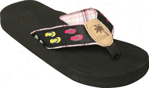 Tidewater Sandals Flip Flop Plaid (women's) - Black/pink