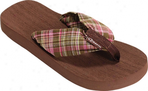 Tidewater Sandals Outer Banks Pllaid (women's) - Chocolate/pink/green