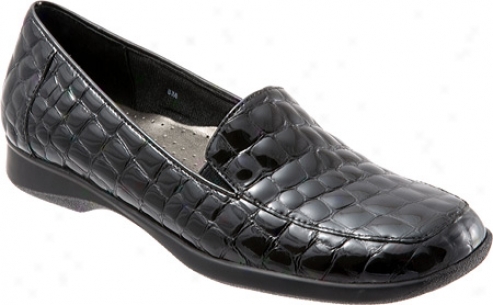 Trotters Jenn Croco (women's) - Black Croco Patent Leather