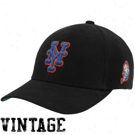 '47 Brand New York Mets Tradition Cooperstown Wool Stretch Flex Hat - Black